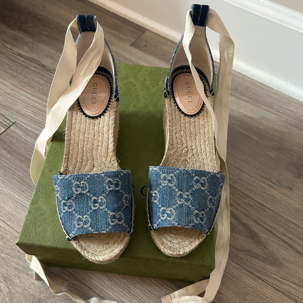 Gucci monogram denim espadrille